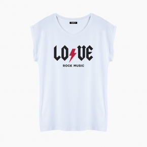Camiseta LOVE ROCK MUSIC relaxed fit mujer